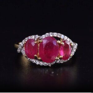 Niassa Ruby (FF) and White Zircon Ring
